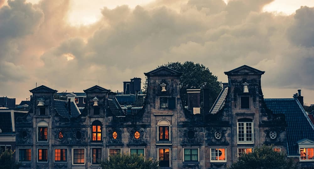 Old spooky house in Amsterdam, Netherlands