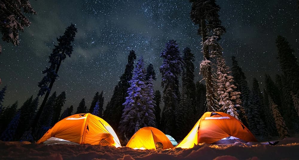 Camping in Sierra National Forest at night under the stars.