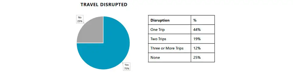 Survey results showing disruption of travel during the novel Coronavirus.