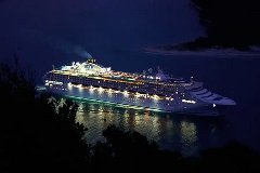 Cruise ship at night.