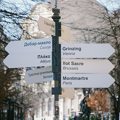 Street signs for directions.