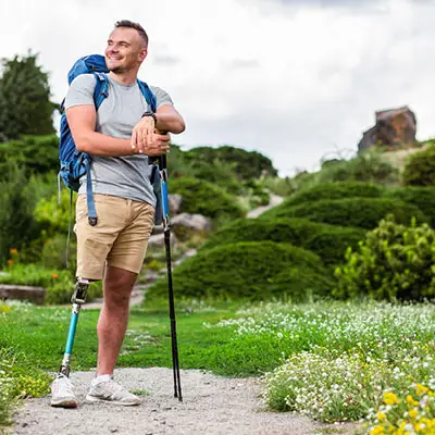 Man traveling with disabilities and travel insurance.