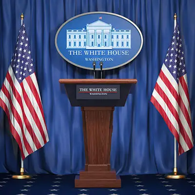 The U.S. White House press release room.