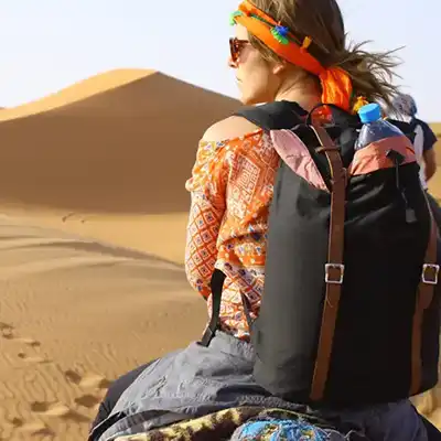 Woman traveling with a backpack