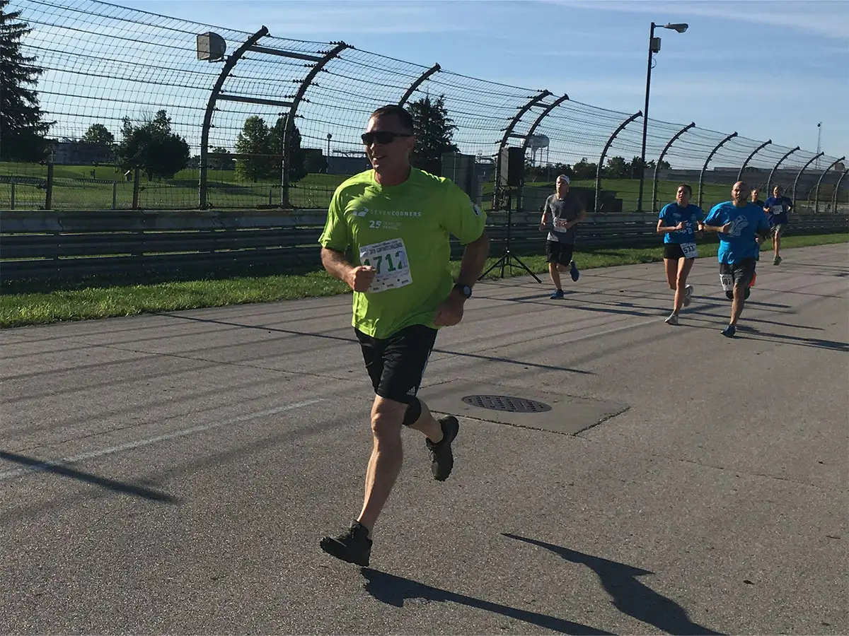 Jim our co-founder running at Indy Corporate challenge in 2019.